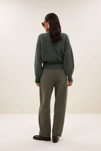 MOHAIR KNIT PULLOVER "SONNY" DARK OLIVE