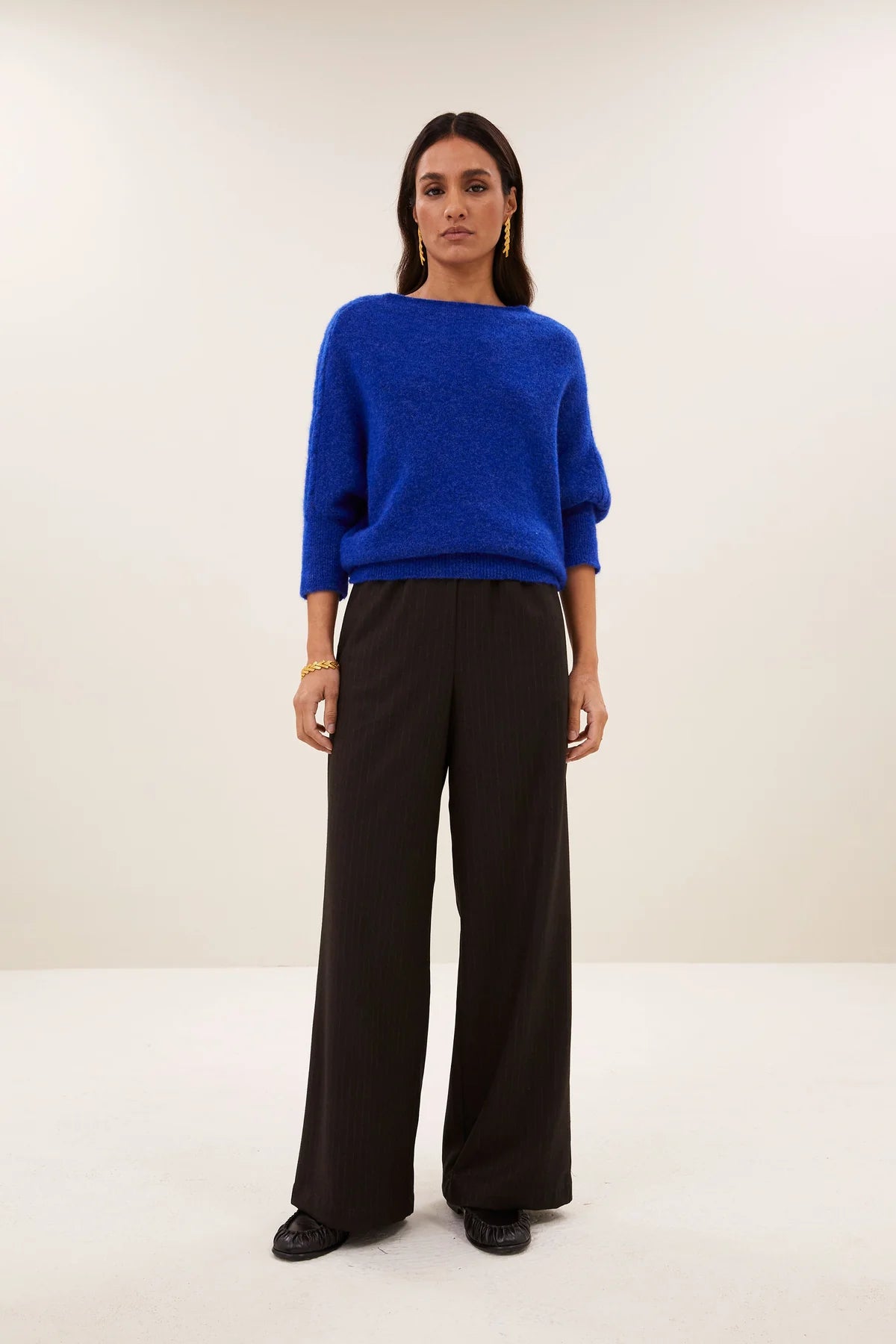 OVERSIZED ALPACA PULLOVER "KYOTO" QUEENS BLUE