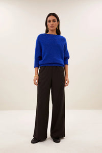 OVERSIZED ALPACA PULLOVER "KYOTO" QUEENS BLUE