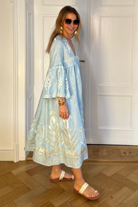 MIDI LINEN "FEATHER" CIEL/CHAMPAGNE