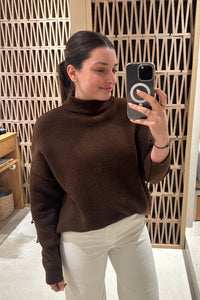 OVERSIZED SUPERSOFT KNIT PULLOVER BROWN