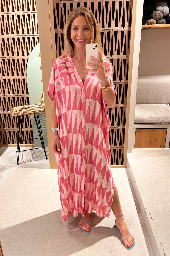 OVERSIZED SHIRT DRESS "PAROS" RED