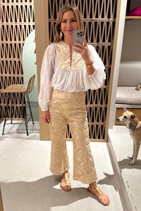 COTTON BLOUSE WITH BUTTONS "TRIANGLE" WHITE/GOLD