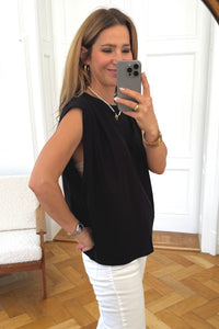 OVERSIZED SLEEVELESS COTTON TOP "EMMA" BLACK