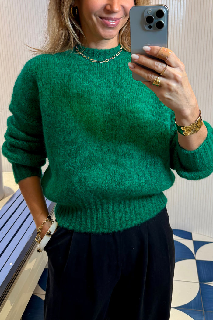MOHAIR KNIT PULLOVER "SONNY" EVERGREEN