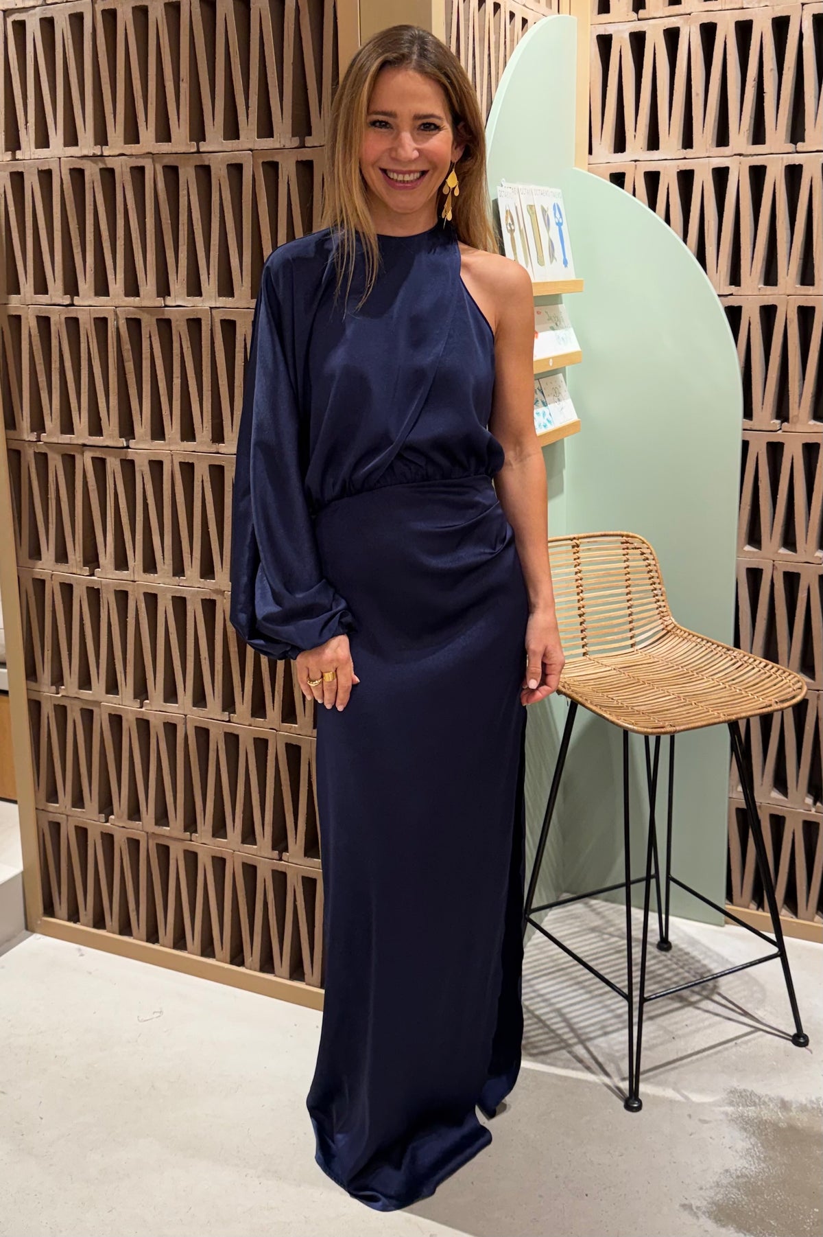 LONG ASYMMETRIC DRESS “MILLIE” BLUE