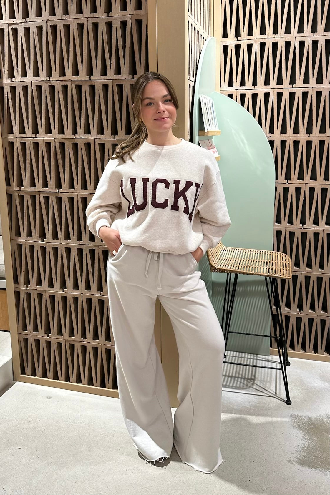 OVERSIZED DRAWSTRING SWEAT PANTS ICE BEIGE