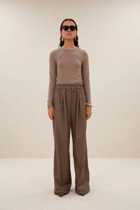 SOFT COTTON LONGSLEEVE TOP BISCUIT