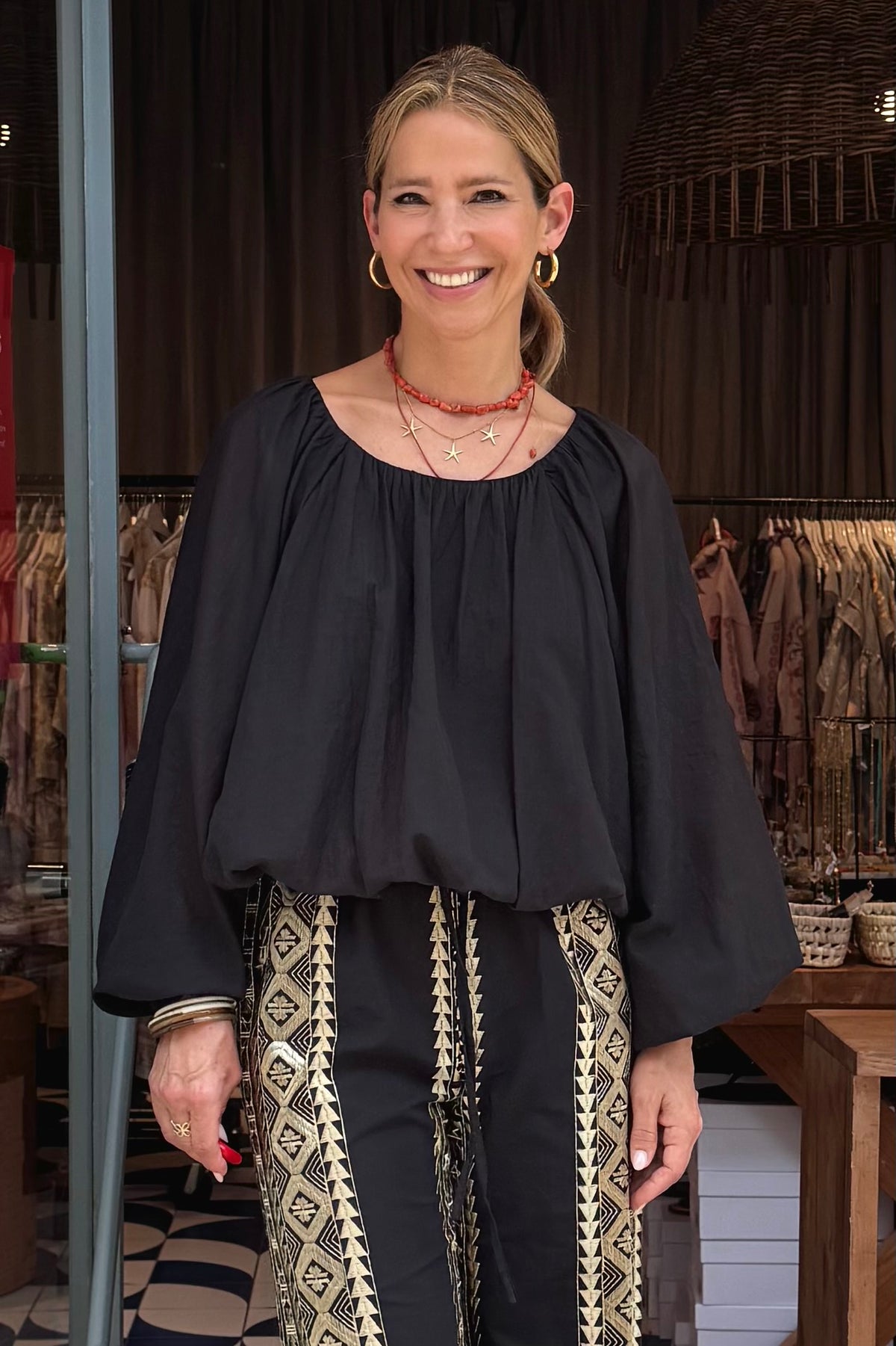 OVERSIZED LIGHT COTTON BLOUSE BLACK