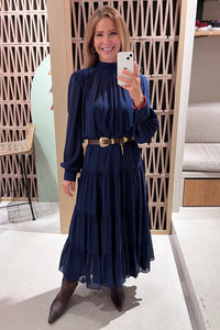 MIDI VISCOSE CHIFFON DRESS "SAFFON" BLUE