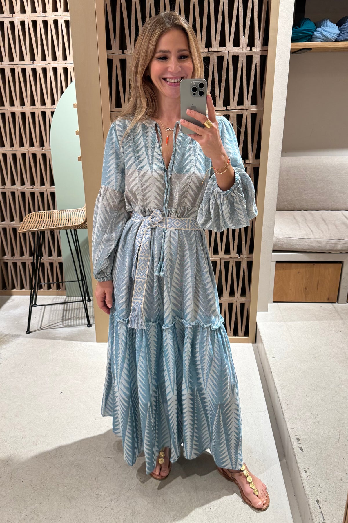 LONG TUNIC DRESS "FINIKAS DEGRADE" TEAL