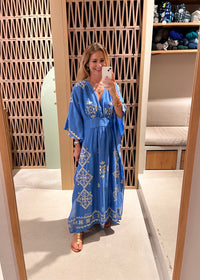 KIMONO RAMIE DRESS "LEFKADA" BLUE RAF/GOLD