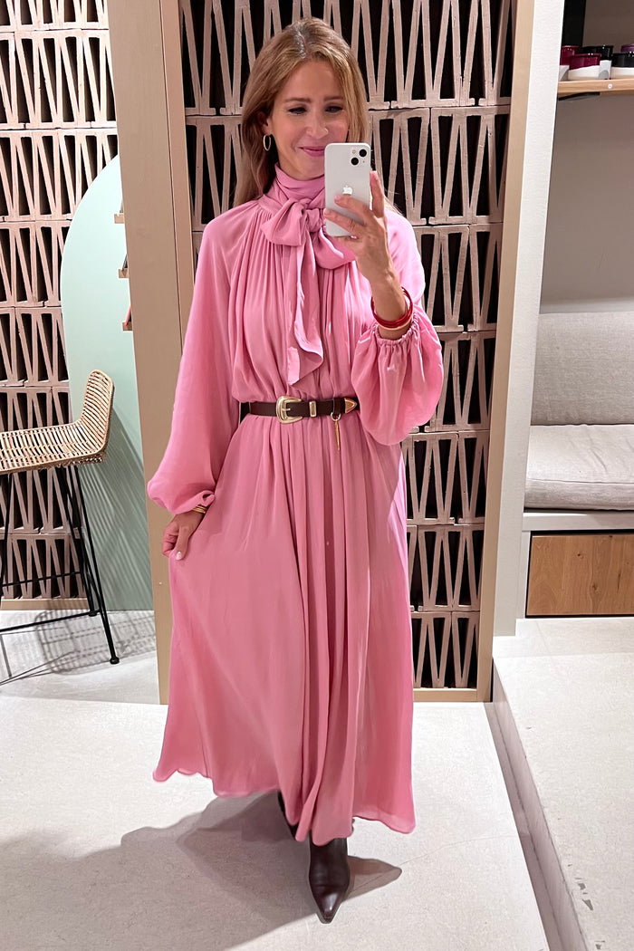FLOWY VISCOSE CHIFFON DRESS "LILY" DUSTY PINK
