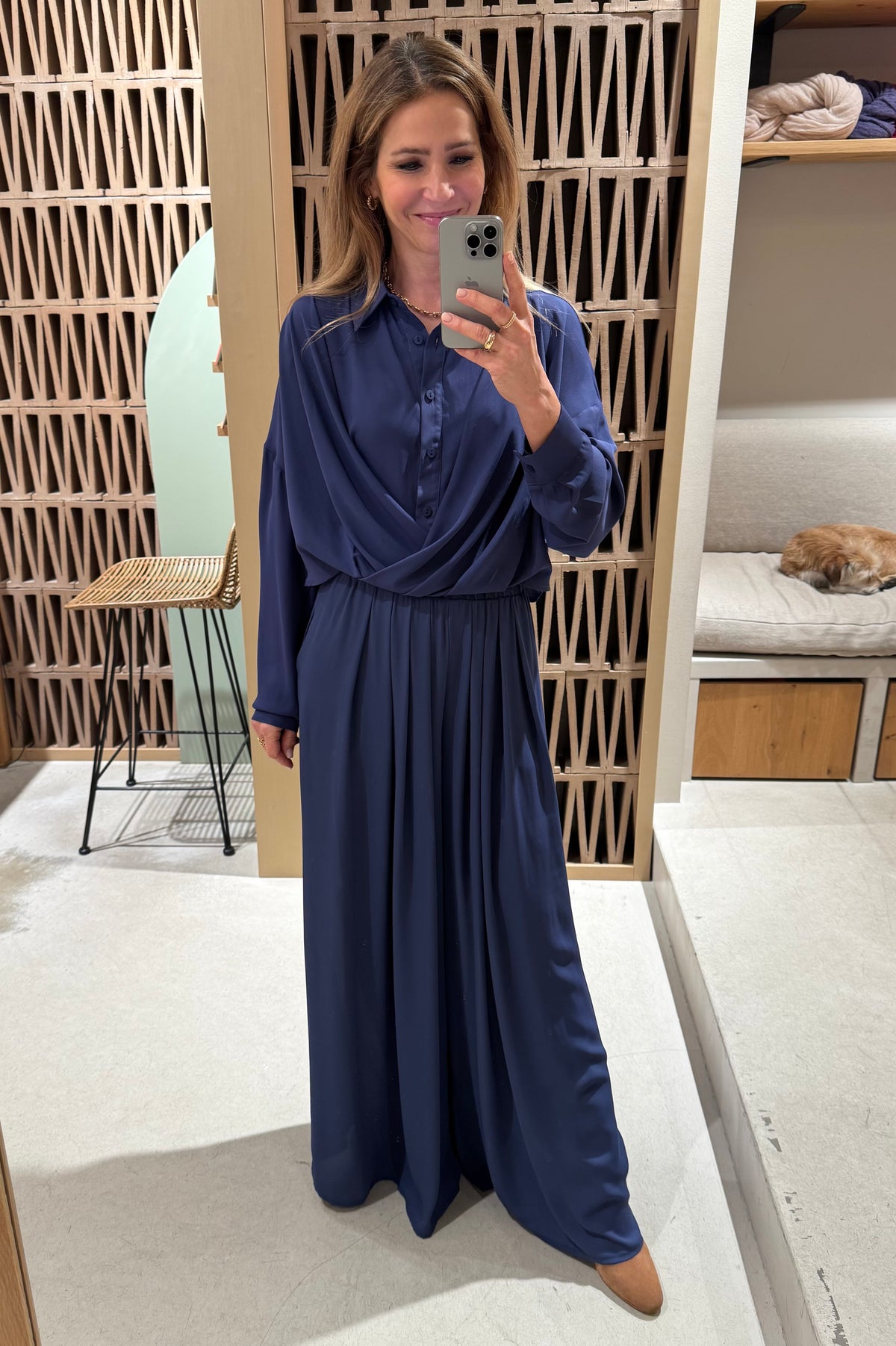 FLOWY WIDE LEG PANTS BLUE