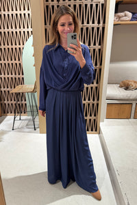 FLOWY WIDE LEG PANTS BLUE