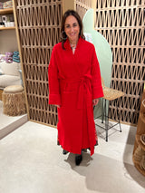 OVERSIZED KNIT-COAT WITH BELT RED