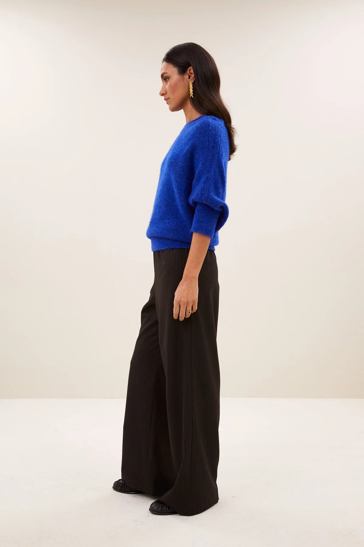 OVERSIZED ALPACA PULLOVER "KYOTO" QUEENS BLUE