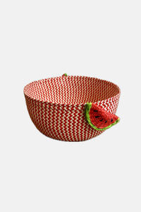 WOVEN BASKET "WATERMELON" RED/WHITE