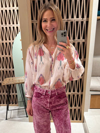 ORGANIC COTTON BLOUSE IVORY/MULTICOLOR