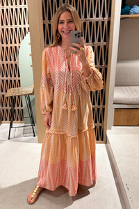 LONG TUNIC DRESS "FINIKAS DEGRADE" TERRACOTTA