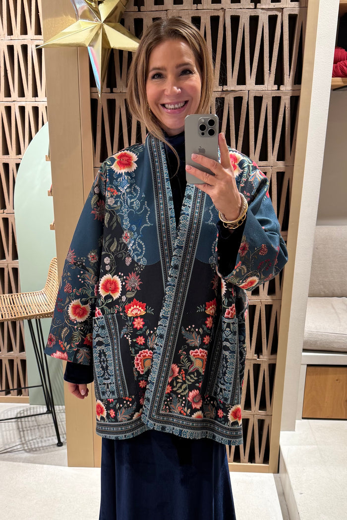 OVERSIZED KIMONO JACKET "WINTER FLOWERS" MULTICOLOR