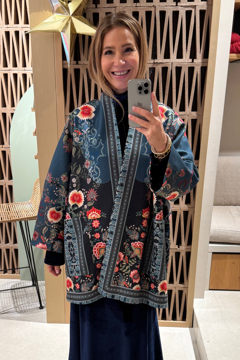 OVERSIZED KIMONO JACKET "WINTER FLOWERS" MULTICOLOR