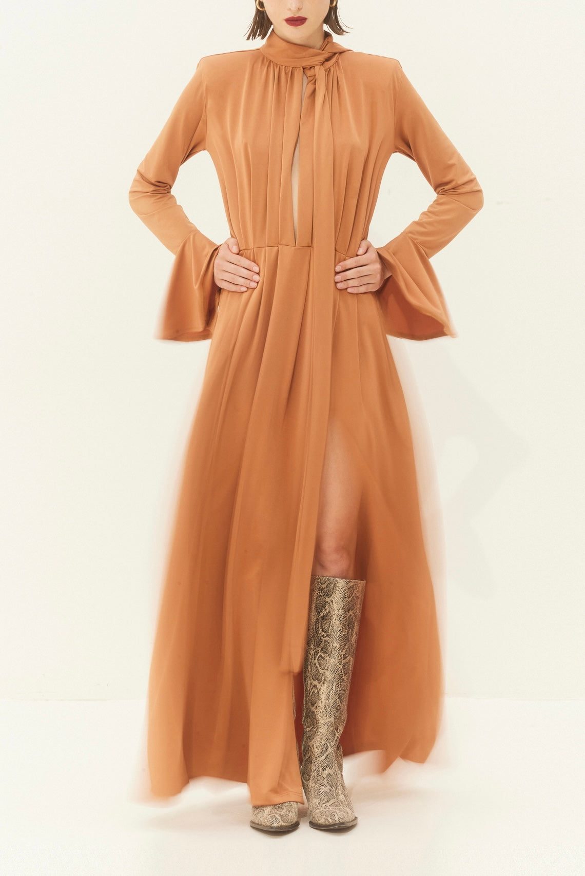 LONG DRESS "PEONY" CARAMEL