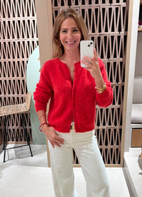 ALPAKA KNIT CARDIGAN NEON RED
