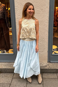 MIDI COTTON SKIRT "TRIANGLE" CIEL/GOLD
