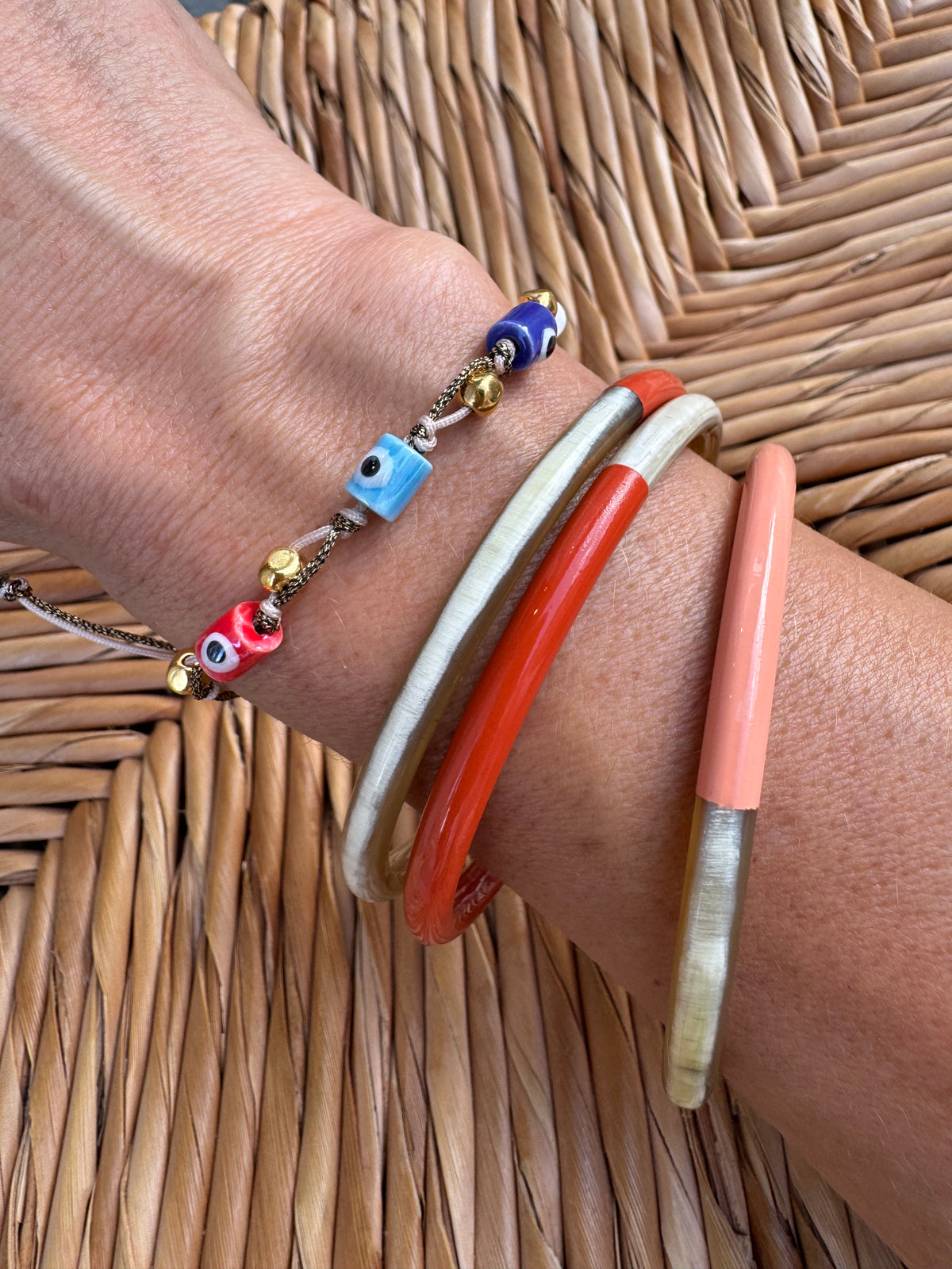 BRACELET WITH CERAMIC BEADS "MATI" MULTICOLOR/GOLD