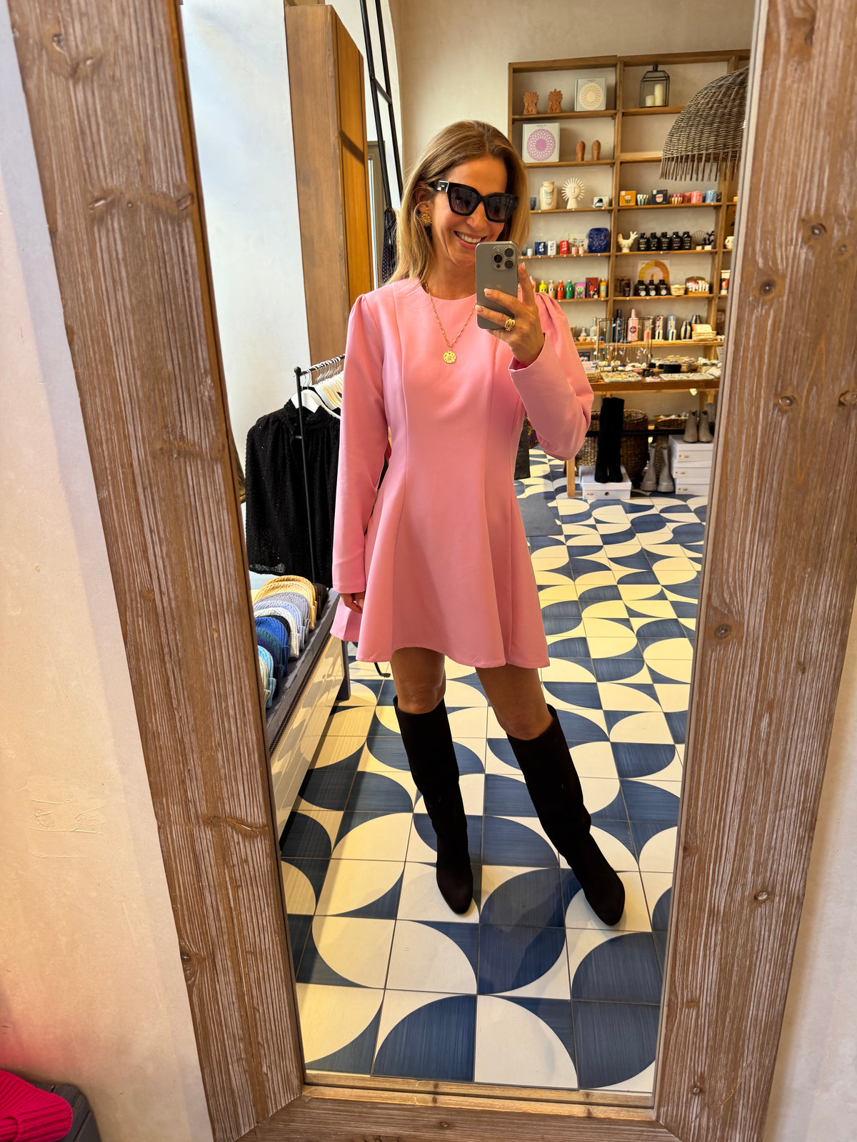 FITTED MINI DRESS BUBBLEGUM