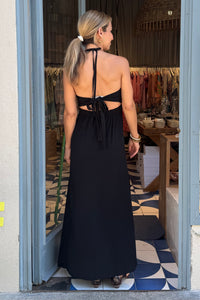 LONG NECKHOLDER DRESS "ZENA" BLACK