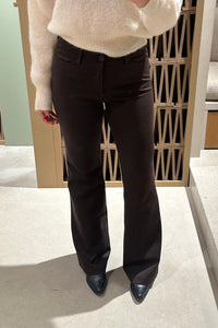 SLIM FLARED PANTS "MAYA" BROWN