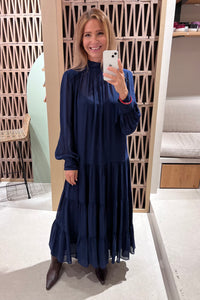 MIDI VISCOSE CHIFFON DRESS "SAFFON" BLUE