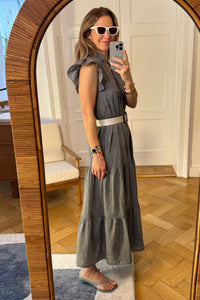 LONG COTTON GAZE DRESS "THIRA" GREY