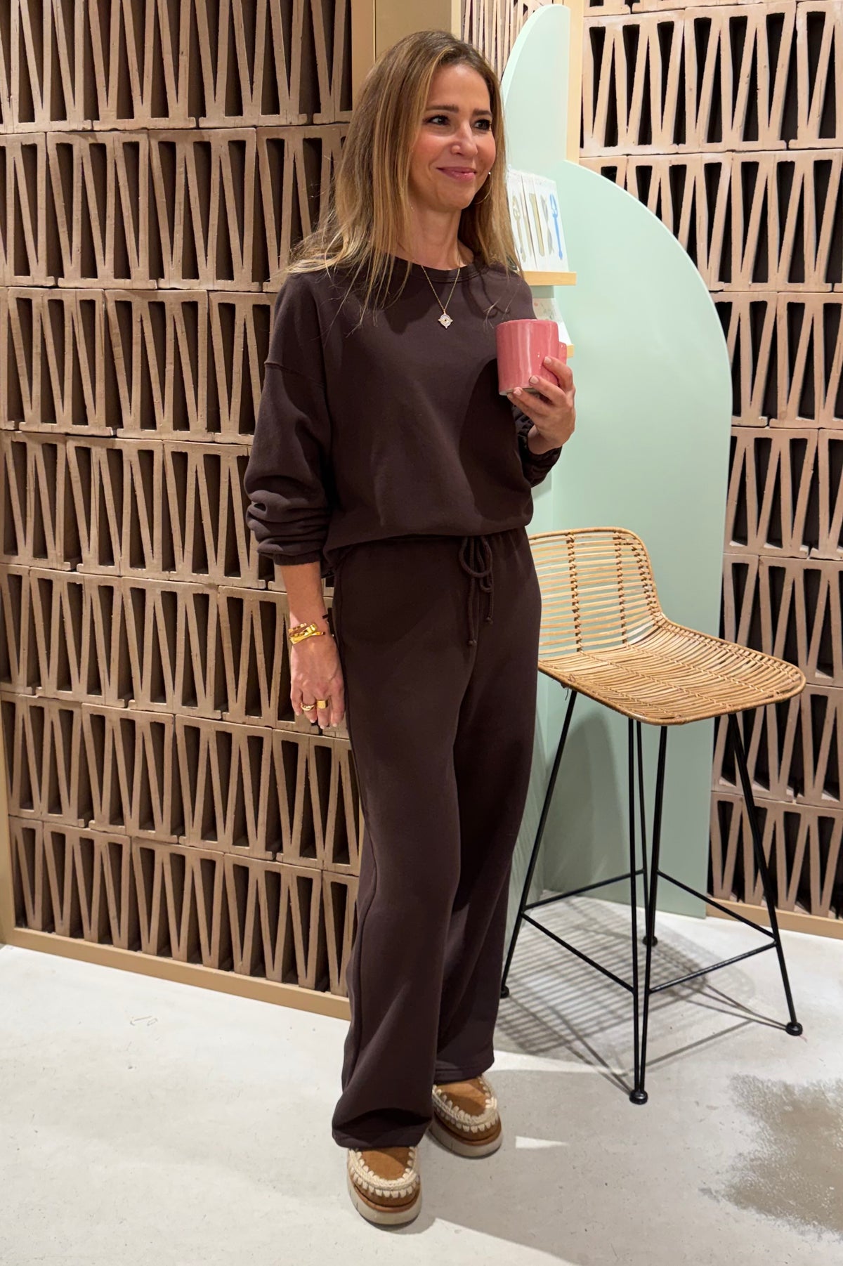 COTTON DRAWSTRING SWEATPANTS BROWN