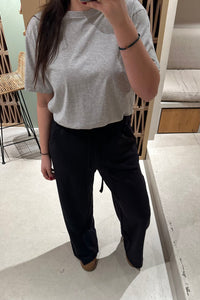 WIDE DRAWSTRING SWEAT PANTS BLACK