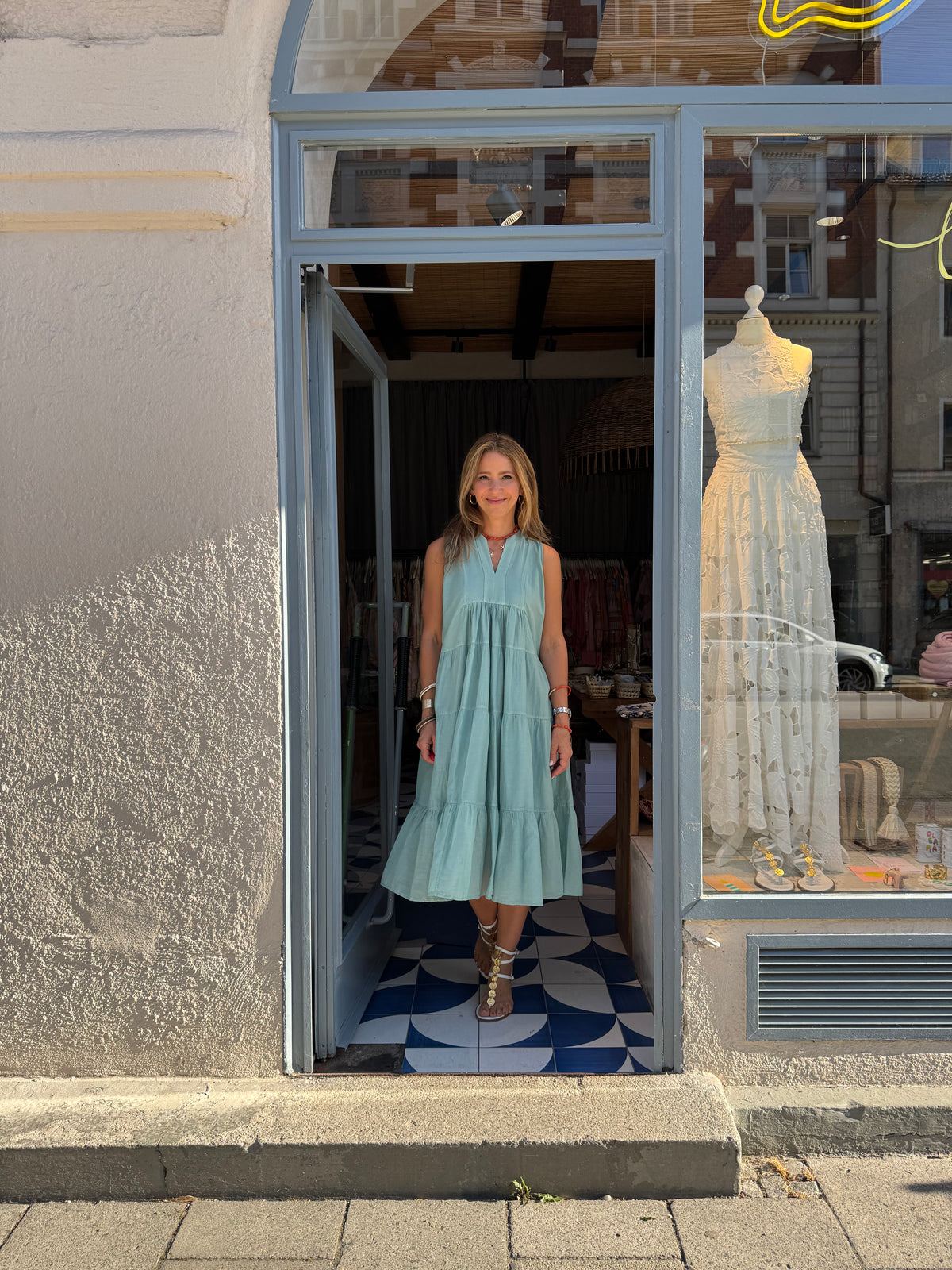 OVERSIZED SILK-COTTON TUNIC DRESS MINT