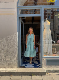 OVERSIZED SILK-COTTON TUNIC DRESS MINT