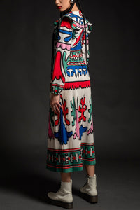 PLEATED LONG DRESS "UNITY" MULTICOLOR