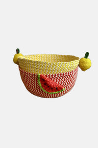 WOVEN BASKET "WATERMELON" RED/WHITE