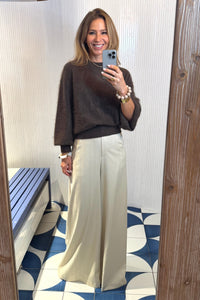 OVERSIZED BRUSHED CASHMERE PULLOVER CHOCOLATE