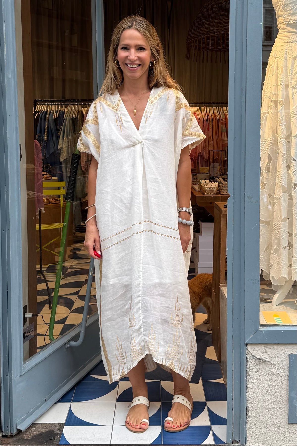 OVERSIZED KAFTAN DRESS "ROOTS" NATURAL/GOLD