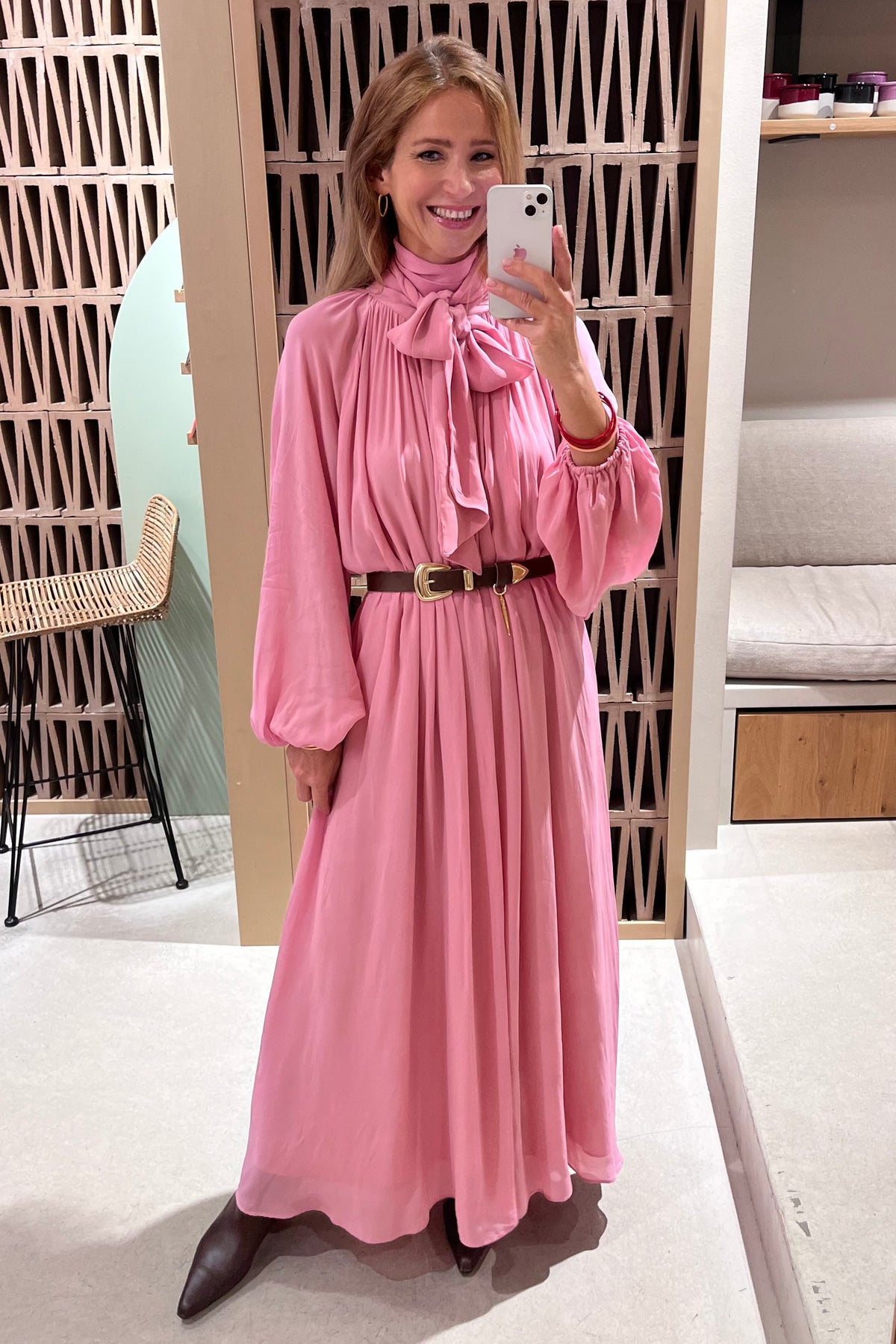 FLOWY VISCOSE CHIFFON DRESS "LILY" DUSTY PINK