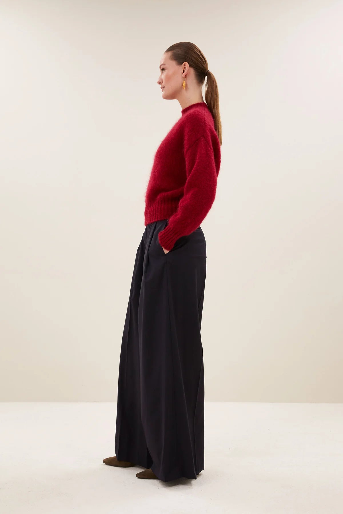 MOHAIR KNIT PULLOVER "SONNY" CARMINE RED