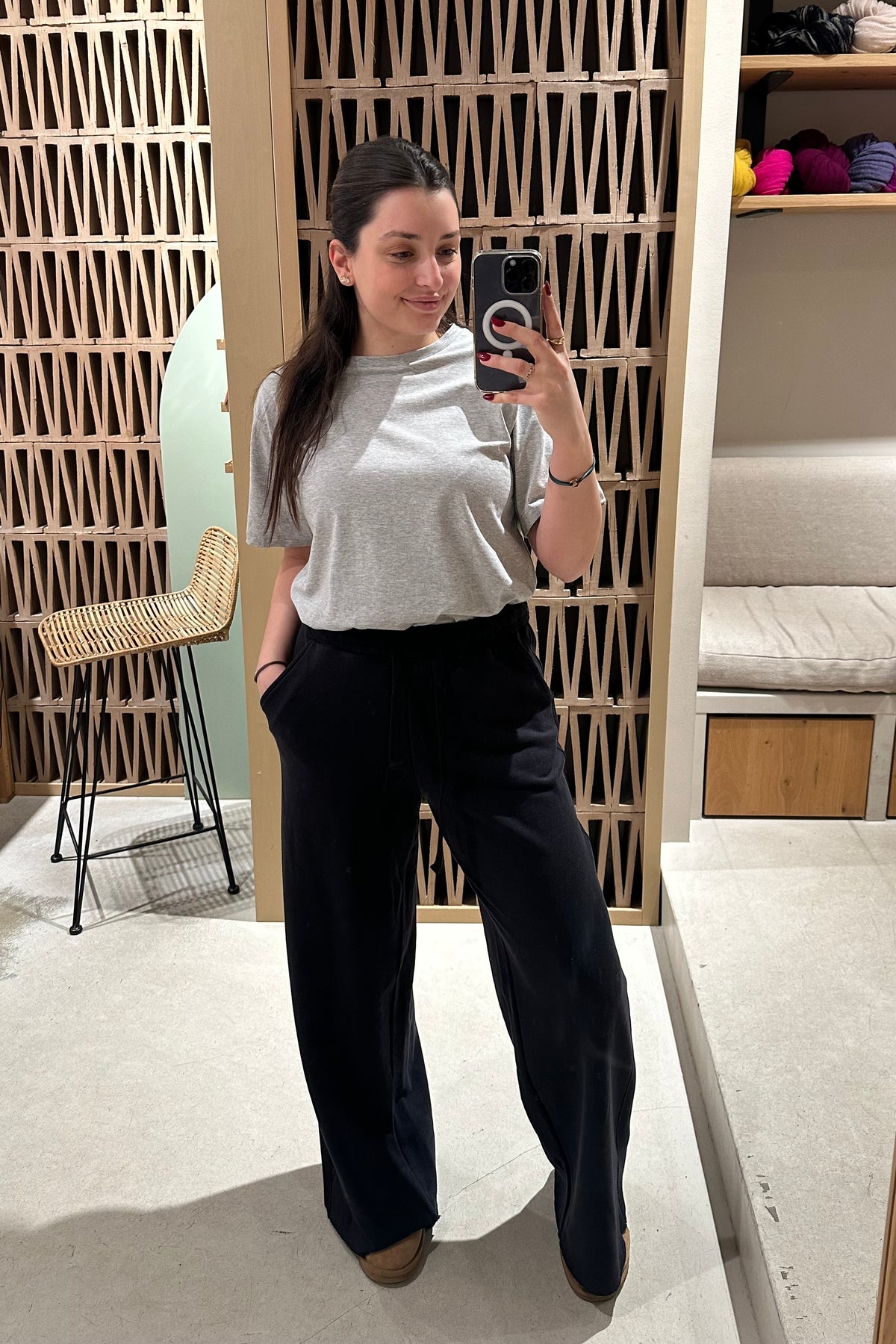 WIDE DRAWSTRING SWEAT PANTS BLACK