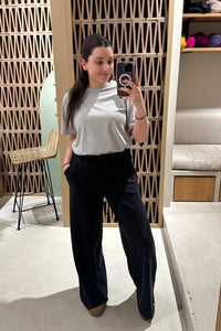 WIDE DRAWSTRING SWEAT PANTS BLACK