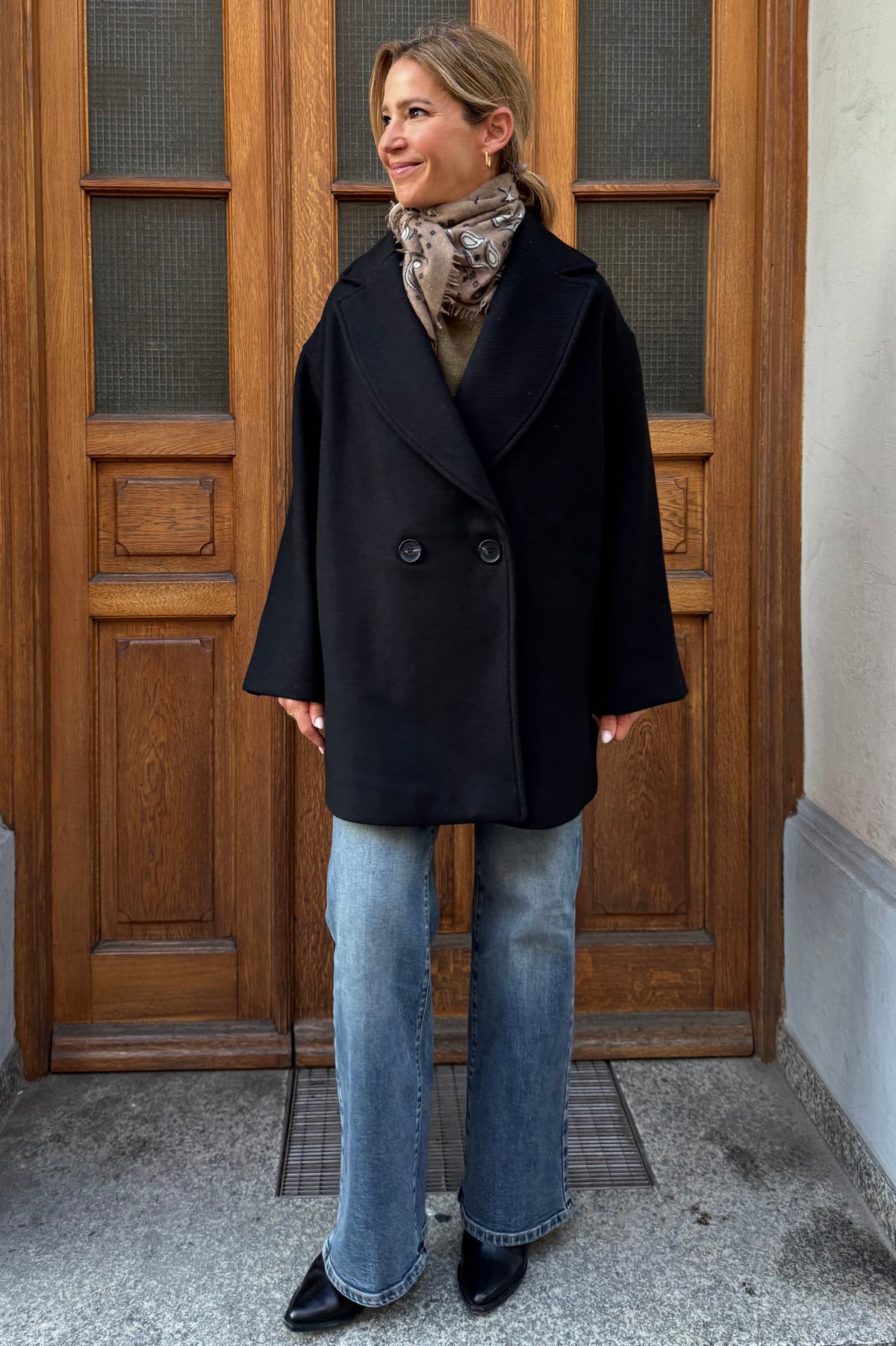 OVERSIZED WOOL CABAN JACKET BLACK