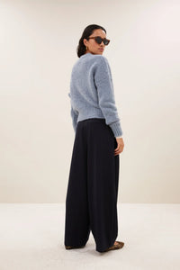 ALPACA BULKY KNIT PULLOVER "SONNY" CLOUD BLUE