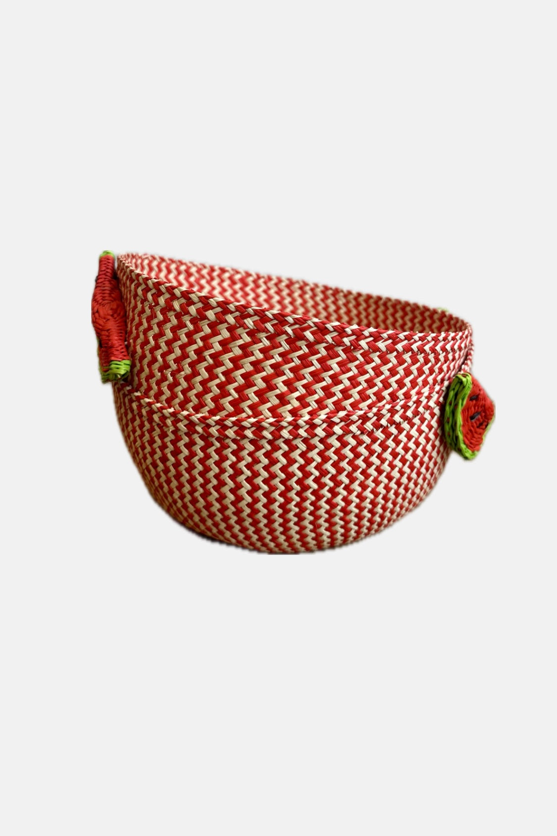 WOVEN BASKET "WATERMELON" RED/WHITE